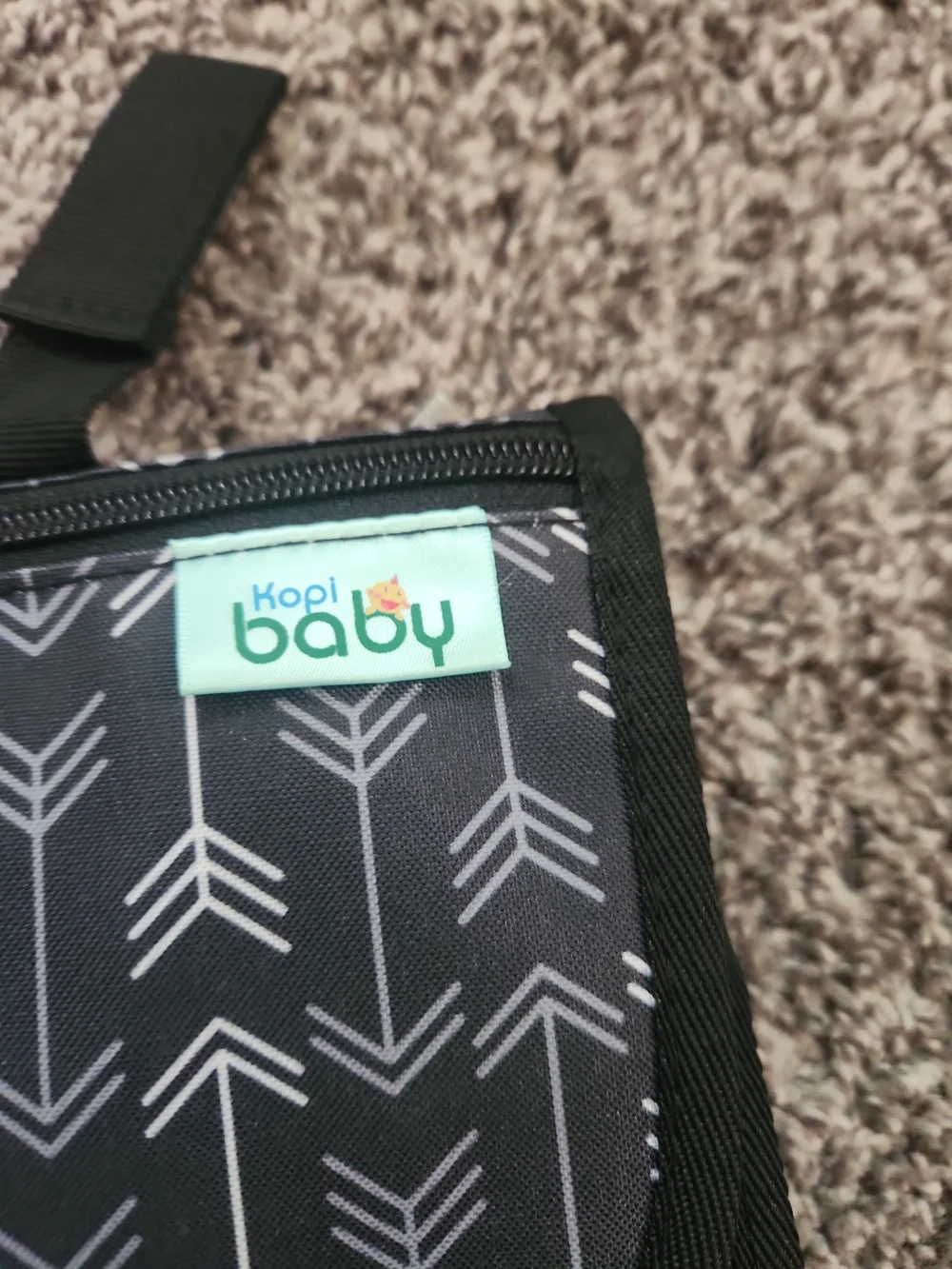 Black Arrow-Print Travel Changing Mat for Kids by